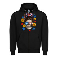 Black American mom skull Zipper Hoodie - Neo Western