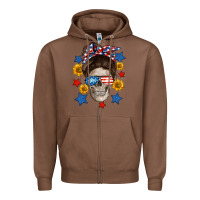 Chestnut American mom skull Zipper Hoodie - Neo Western