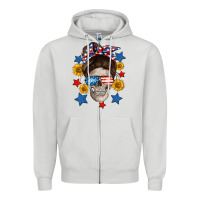 Dove Grey American mom skull Zipper Hoodie - Neo Western