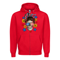 Red American mom skull Zipper Hoodie - Neo Western