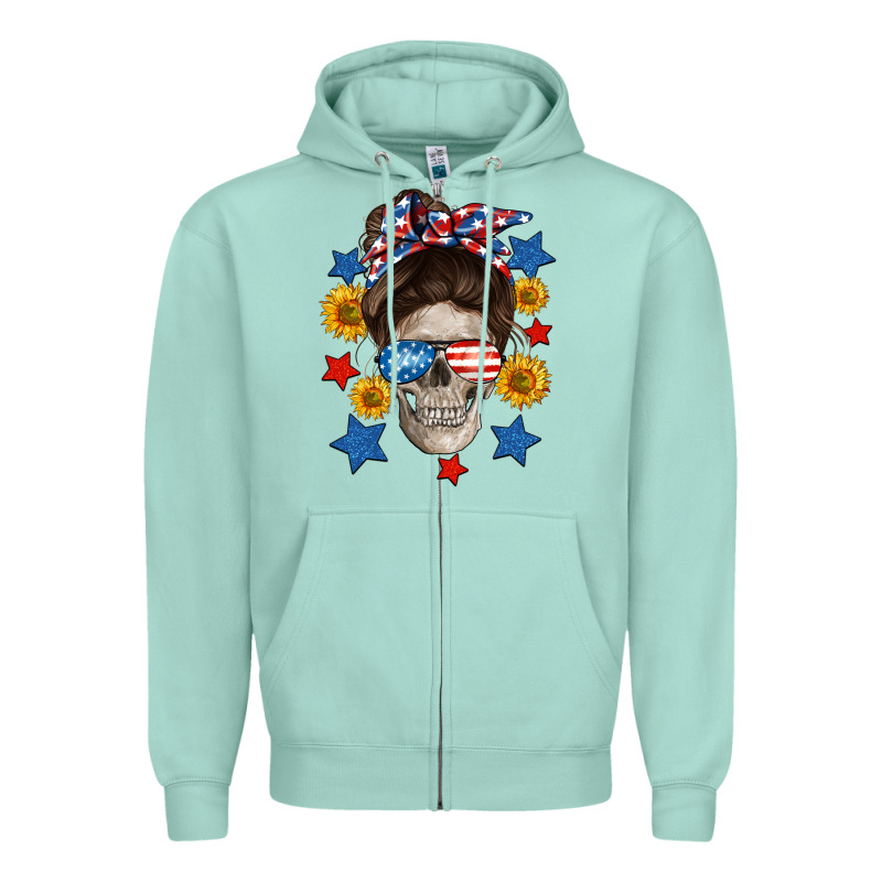 American Mom Skull Zipper Hoodie by Neo Western | Teevron