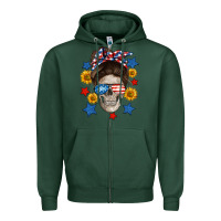 Sports Green American mom skull Zipper Hoodie - Neo Western