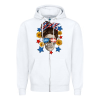 White American mom skull Zipper Hoodie - Neo Western