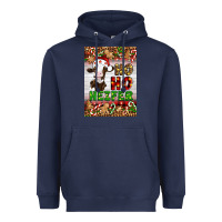 Navy Christmas Ho Ho Ho Heifer Heavyweight Hoodie - Artiststas