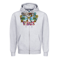 Heather Grey summer vibes Zipper Hoodie - SublimationCraftShop