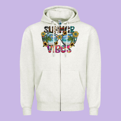 Summer Vibes Zipper Hoodie Designed By Sublimationcraftshop