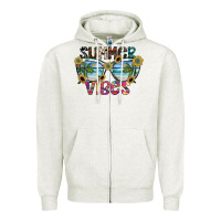 Oatmeal Heather summer vibes Zipper Hoodie - SublimationCraftShop