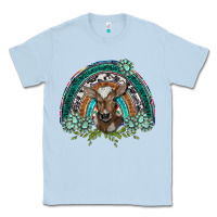 Dusty Blue turquoise gemstones brown baby cow  rainbow Classic Tee - BarkalooDesign