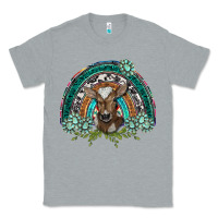 Heather Grey turquoise gemstones brown baby cow  rainbow Classic Tee - BarkalooDesign