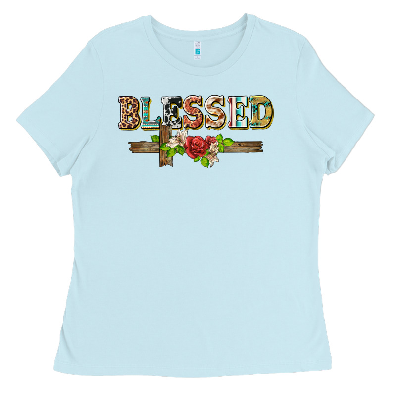 Blessed And Floral Cross Ladies Tee by BarkalooDesign | Teevron