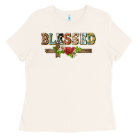 Bone blessed and floral cross Ladies Tee - BarkalooDesign