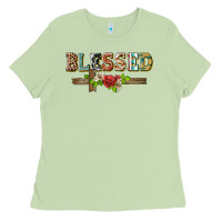 Matcha blessed and floral cross Ladies Tee - BarkalooDesign
