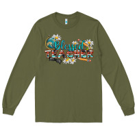 Army Green blessed teacher Long Sleeve Tee - texasbilliewilder