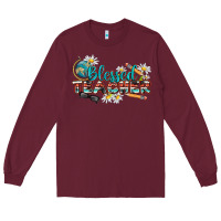 Burgundy blessed teacher Long Sleeve Tee - texasbilliewilder