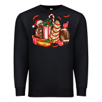 Black Christmas tree cake American football  ball and hot dogs ado Premium Sweatshirt - AdoDesignShop