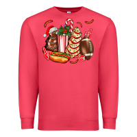 Cardinal Christmas tree cake American football  ball and hot dogs ado Premium Sweatshirt - AdoDesignShop