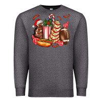 Charcoal Heather Christmas tree cake American football  ball and hot dogs ado Premium Sweatshirt - AdoDesignShop