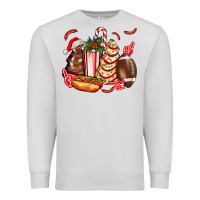 Dove Grey Christmas tree cake American football  ball and hot dogs ado Premium Sweatshirt - AdoDesignShop