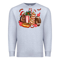 Heather Grey Christmas tree cake American football  ball and hot dogs ado Premium Sweatshirt - AdoDesignShop