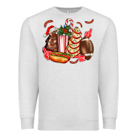 Oatmeal Heather Christmas tree cake American football  ball and hot dogs ado Premium Sweatshirt - AdoDesignShop