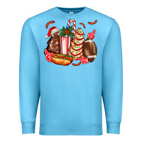 Ocean Blue Christmas tree cake American football  ball and hot dogs ado Premium Sweatshirt - AdoDesignShop