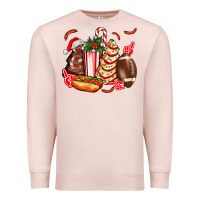 Pale Pink Christmas tree cake American football  ball and hot dogs ado Premium Sweatshirt - AdoDesignShop