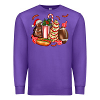 Purple Christmas tree cake American football  ball and hot dogs ado Premium Sweatshirt - AdoDesignShop