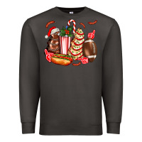 Smoke Christmas tree cake American football  ball and hot dogs ado Premium Sweatshirt - AdoDesignShop