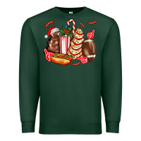 Sports Green Christmas tree cake American football  ball and hot dogs ado Premium Sweatshirt - AdoDesignShop