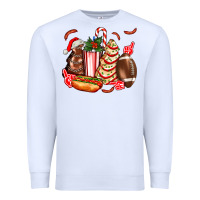 White Christmas tree cake American football  ball and hot dogs ado Premium Sweatshirt - AdoDesignShop