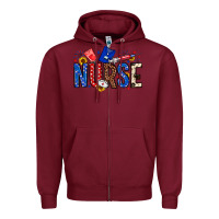 Burgundy American Nurse Zipper Hoodie - Neo Western