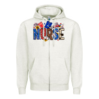 Oatmeal Heather American Nurse Zipper Hoodie - Neo Western