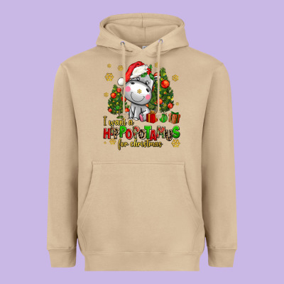 I Want A Hippopotamus For Christmas Heavyweight Hoodie Designed By Adodesignshop