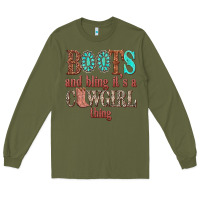 Army Green boots and bling its a cowgirl thing Long Sleeve Tee - texasbilliewilder