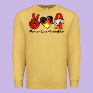 Peace Love Firefighter Premium Sweatshirt Designed By Artiststas