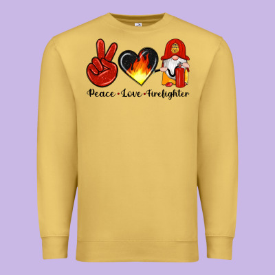 Peace Love Firefighter Premium Sweatshirt Designed By Artiststas