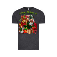 Vintage Black happy holidays gnomes truck Vintage Tee - BarkalooDesign