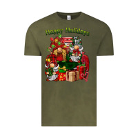Vintage Olive happy holidays gnomes truck Vintage Tee - BarkalooDesign