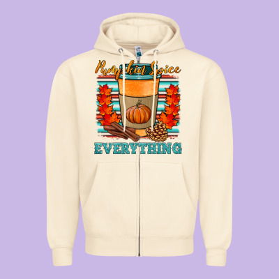 Pumpkin Spice Everything Zipper Hoodie Designed By Hra Design Shop