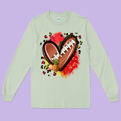 Fruits And Football Heart Long Sleeve Tee Designed By Zillion Design Studio