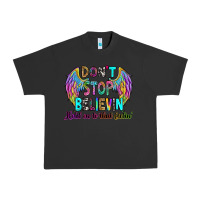 Pigment Black don't stop believin' hold on to that feelin' Urban Heavy Tee - RanaPortraitStore