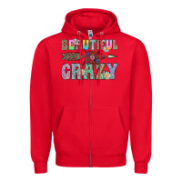 Red beautiful crazy Zipper Hoodie - CowhideDigitalArt