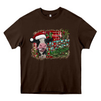 Chocolate Brown merry christmas cow Heavy Core Tee - CowhideDigitalArt