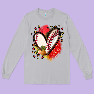 Fruits And Baseball Heart Long Sleeve Tee Designed By Zillion Design Studio