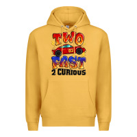 Mustard two fast two curious boys birthday racing car Premium Hoodie - MaliasSmallBusiness