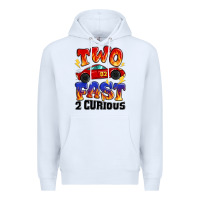 White two fast two curious boys birthday racing car Premium Hoodie - MaliasSmallBusiness