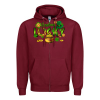 Burgundy feeling lucky Zipper Hoodie - FaDigitalArtStudio