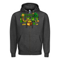 Charcoal Heather feeling lucky Zipper Hoodie - FaDigitalArtStudio
