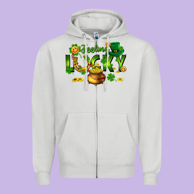 Feeling Lucky Zipper Hoodie Designed By Fadigitalartstudio