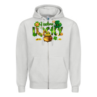 Dove Grey feeling lucky Zipper Hoodie - FaDigitalArtStudio